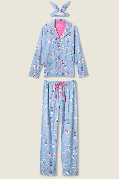 Pj Salvage Flannels Baked Woof Love Dog Print 3-Piece PJ Set